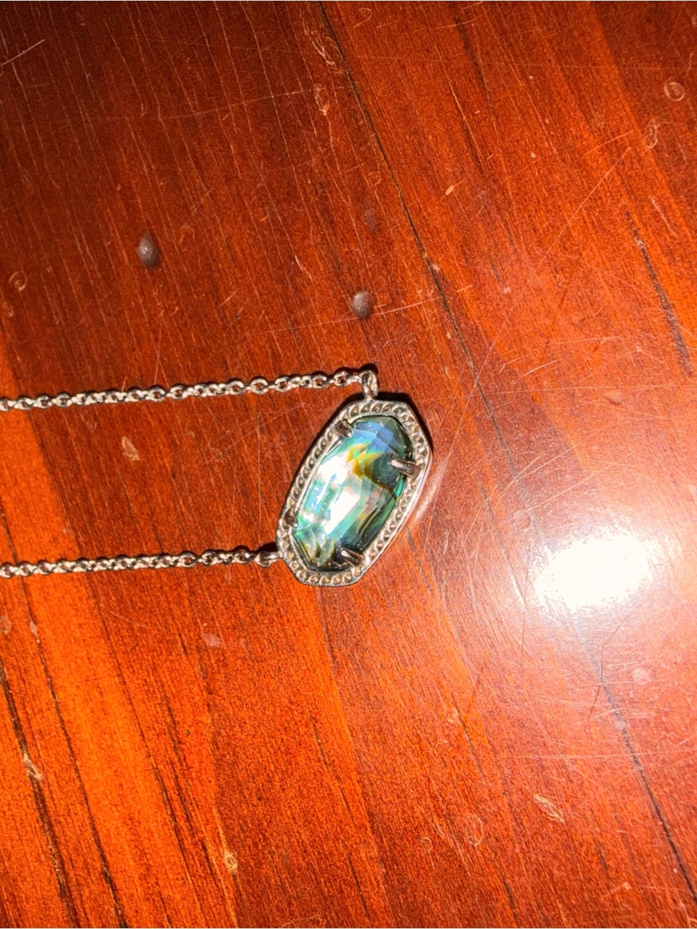 Kendra Scott Iridescent Blue-Green abalone Pendant Necklace